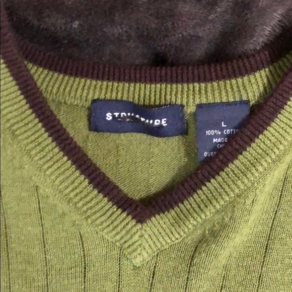 olive green V-neck sweater - Picture 2 of 4